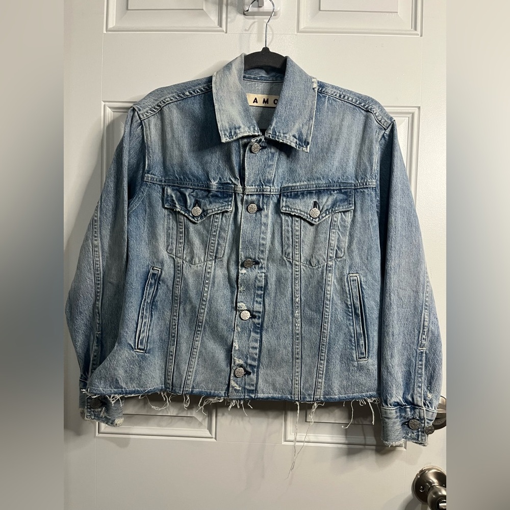 AMO DENIM CANTEEN RAW FRAYED HEM DENIM CLASSIC VINTAGE JACKET - BIG SKIES XS - Picture 5 of 10